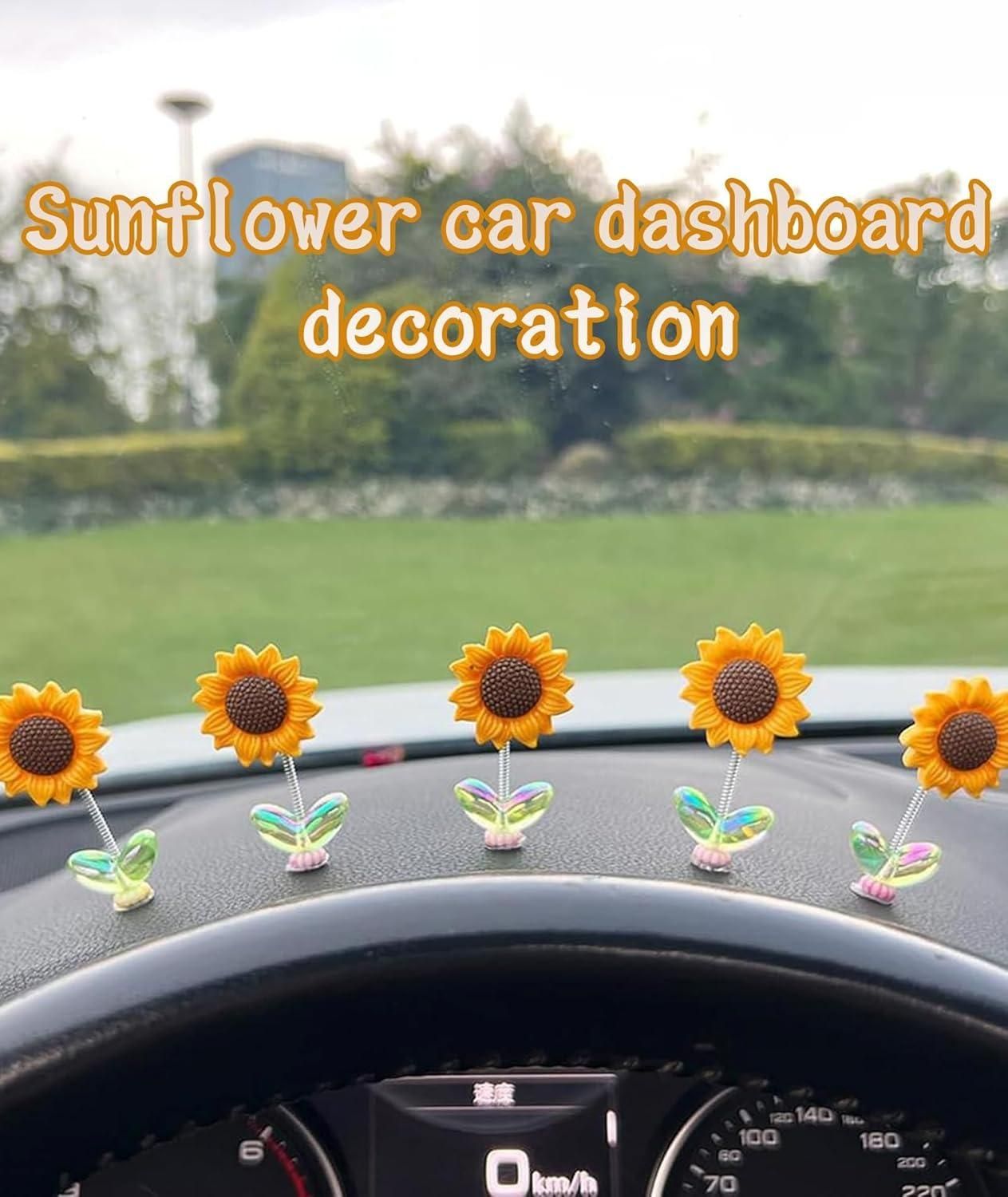 Swinging Sun Flower Dashboard Decor For Car (Pack of 5)