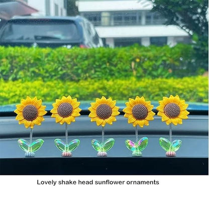 Swinging Sun Flower Dashboard Decor For Car (Pack of 5)